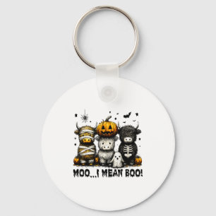Ghost Cow Moo I Mean Boo Halloween Outfit Funny Co Keychain