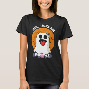 Ghost Cow Moo I Mean Boo Pumpkin Moon Halloween Bo T-Shirt