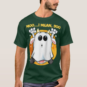 Ghost Cow Moo I Mean Boo Pumpkin Moon Halloween Co T-Shirt