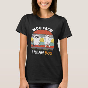 Ghost Cow Moo I Mean Boo Pumpkin Moon Halloween T-Shirt
