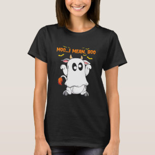 Ghost Cow Moo I Mean Boo Pumpkin Moon Halloween T-Shirt