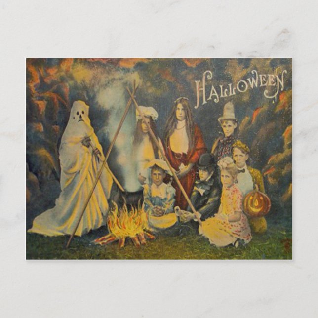 Ghost Cowboy Costume Jack O Lantern Pumpkin Postcard (Front)