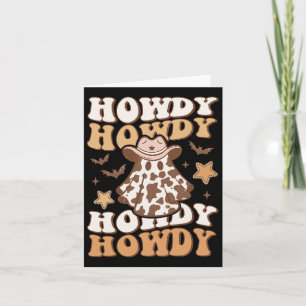 Ghost Cowboy Hat Bats Rodeo Western Halloween  Card