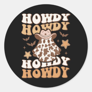 Ghost Cowboy Hat Bats Rodeo Western Halloween Classic Round Sticker