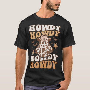 Ghost Cowboy Hat Bats Rodeo Western Halloween T-Shirt