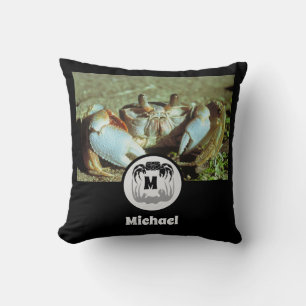 Ghost Crab Silhouette and Shadow Name Tag Photo Throw Pillow