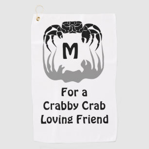 Ghost Crab Silhouette Casting a Shadow Monogram Golf Towel