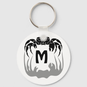 Ghost Crab Silhouette Casting a Shadow Monogram Keychain