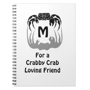 Ghost Crab Silhouette Casting a Shadow Monogram Notebook