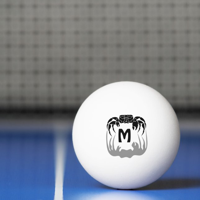 Ghost Crab Silhouette Casting a Shadow Monogram Ping Pong Ball (Net)