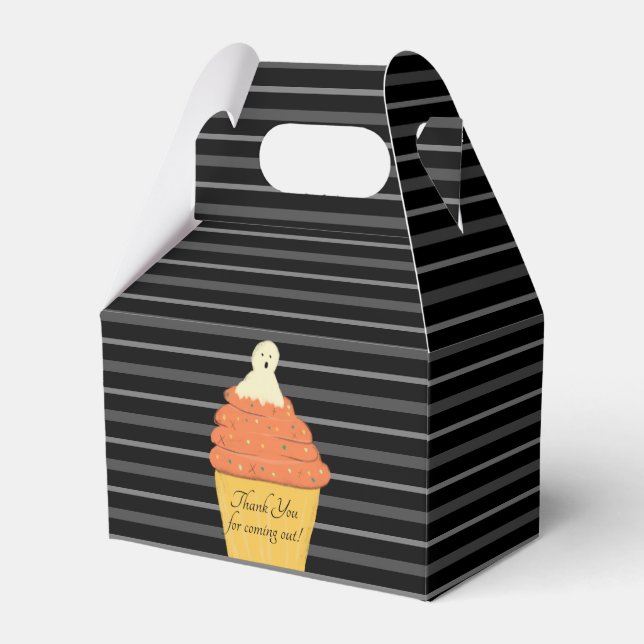Ghost Cupcake Halloween Stripes  Party Favour Box (Front Side)