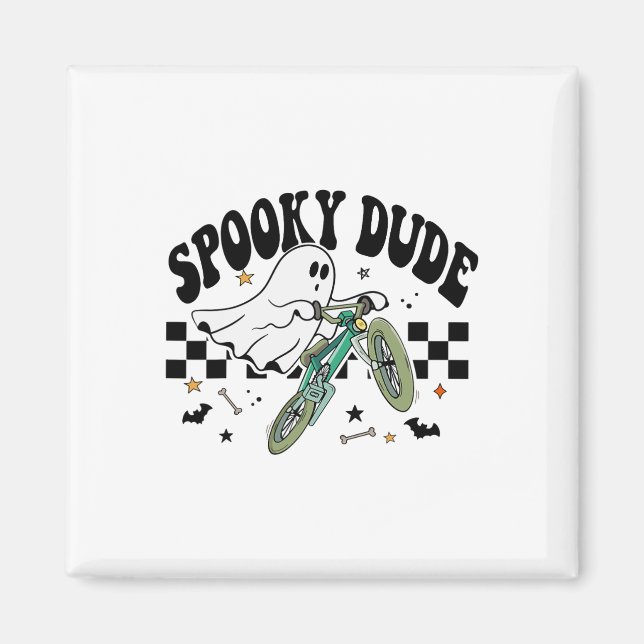 Ghost Cycling Bicycle Bike Retro Halloween Party C Magnet (Front)