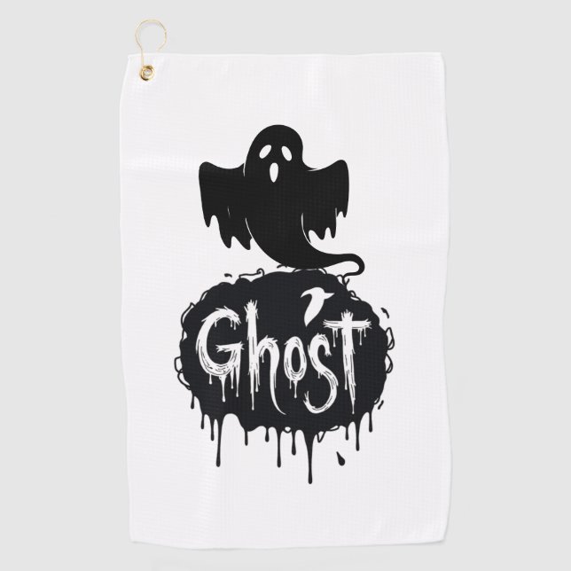 Ghost – Dark Horror Dripping Text Art Golf Towel (Front)