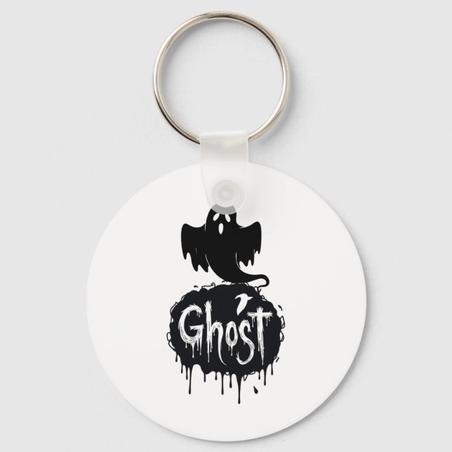 Ghost – Dark Horror Dripping Text Art Keychain (Front)