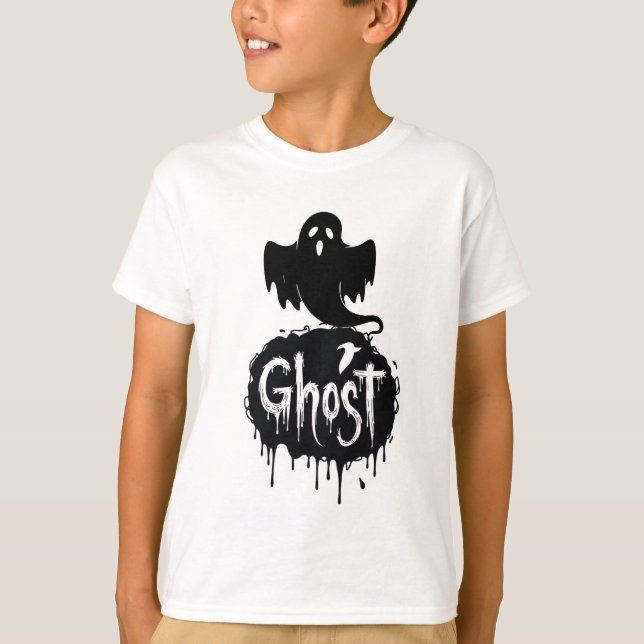 Ghost – Dark Horror Dripping Text Art T-Shirt (Front)