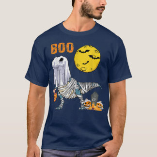 Ghost Dinosaur Mummy Funny Boo Halloween Boys Kids T-Shirt