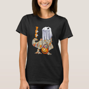 Ghost Dinosaur rex Boo Halloween Boys Men Pumpki T-Shirt