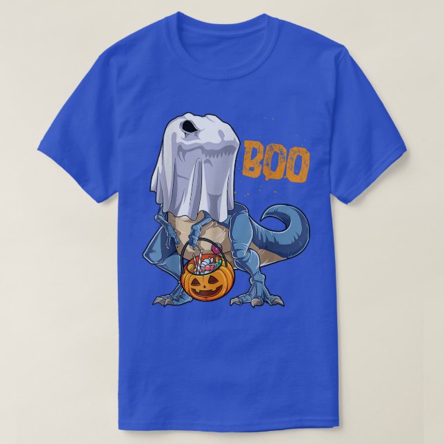 Ghost Dinosaur T Re Funny Boo Halloween Men Pumpki T-Shirt (Design Front)
