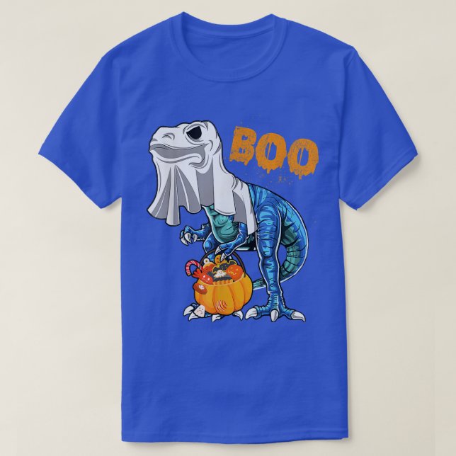 Ghost Dinosaur T Re Funny Boo Halloween Pumpkin Bo T-Shirt (Design Front)