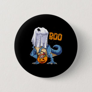 Ghost Dinosaur T Rex Funny Boo Halloween Boys Men  2 Inch Round Button