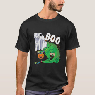 Ghost Dinosaur T rex Funny Boo Halloween Boys Men  T-Shirt