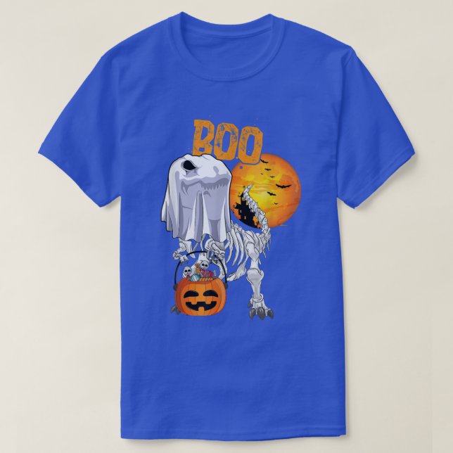 Ghost Dinosaur T rex Funny Boo Halloween Boys Men  T-Shirt (Design Front)