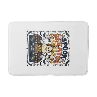 Ghost DJ Spooky Beats Vintage Engraving Halloween Bath Mat