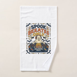 Ghost DJ Spooky Beats Vintage Engraving Halloween Hand Towel