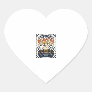 Ghost DJ Spooky Beats Vintage Engraving Halloween Heart Sticker