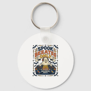 Ghost DJ Spooky Beats Vintage Engraving Halloween  Keychain