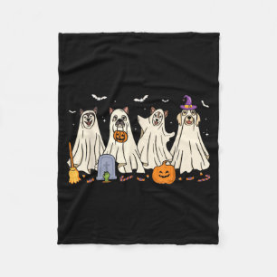Ghost Dog Halloween Boo Ghosts Dogs Wearing Ghost Fleece Blanket