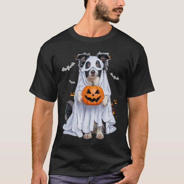 Ghost Dog Halloween Costume Spooky Season Dog Love T-Shirt (Front)