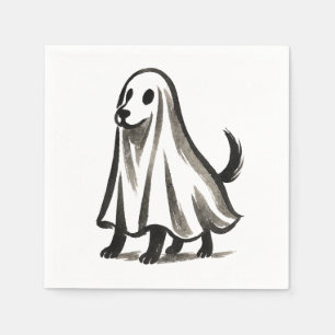 Ghost Dog in Costume – Halloween Ink Style on Napkin