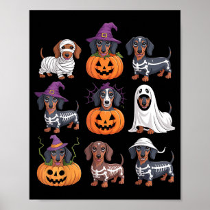 Ghost Dog Pumpkin Dachshund Halloween Spooky Dog Poster