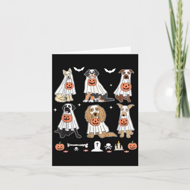 Ghost Dogs Funny Halloween Costumes Ghost Card (Front)