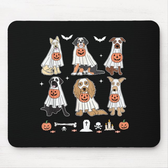 Ghost Dogs Funny Halloween Costumes Ghost Mouse Pad (Front)
