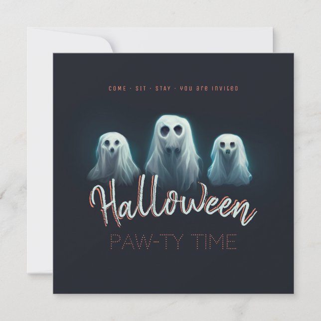 Ghost Dogs Halloween Costume Pet Party Invitation (Front)