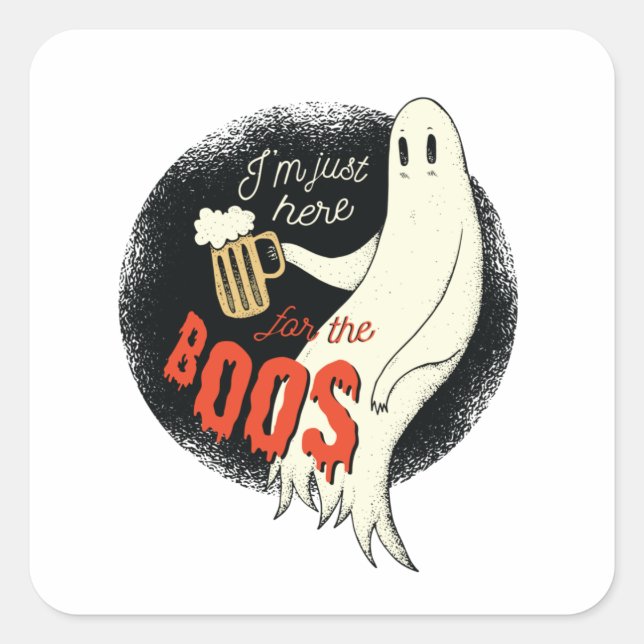 Ghost Drinking Beer Square Sticker (Front)
