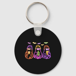 Ghost Drinking Coffee Funny Halloween Costume Coff Keychain