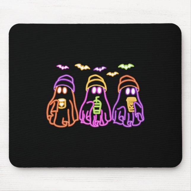 Ghost Drinking Coffee Funny Halloween Costume Coff Mouse Pad (Front)