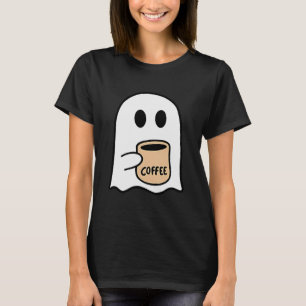 Ghost Drinking Coffee Funny Halloween Costume Coff T-Shirt