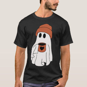 Ghost Drinking Coffee Funny Halloween Costume Coff T-Shirt