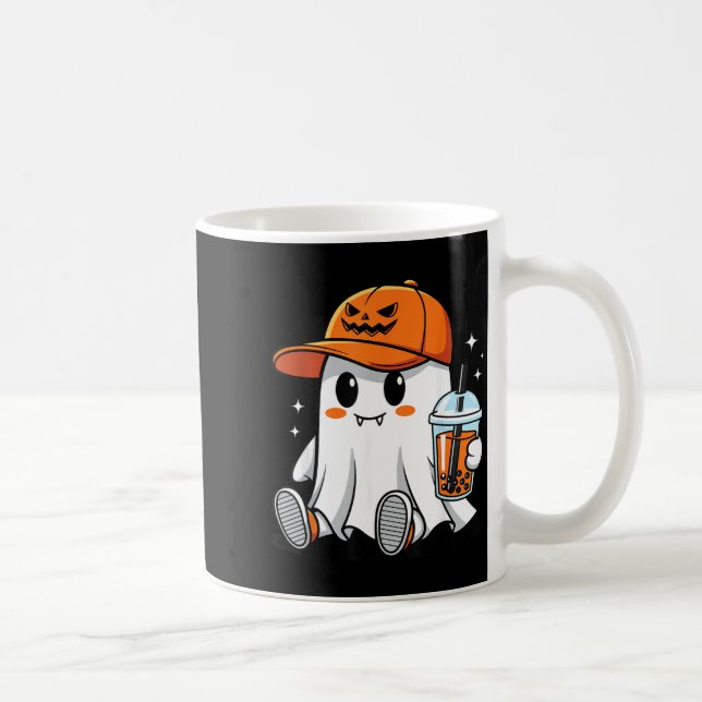 Ghost Drinking Coffee Funny Halloween Costume Mug (Right)