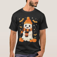 Ghost Drinking Coffee Halloween Cute Ghost Ice Cof