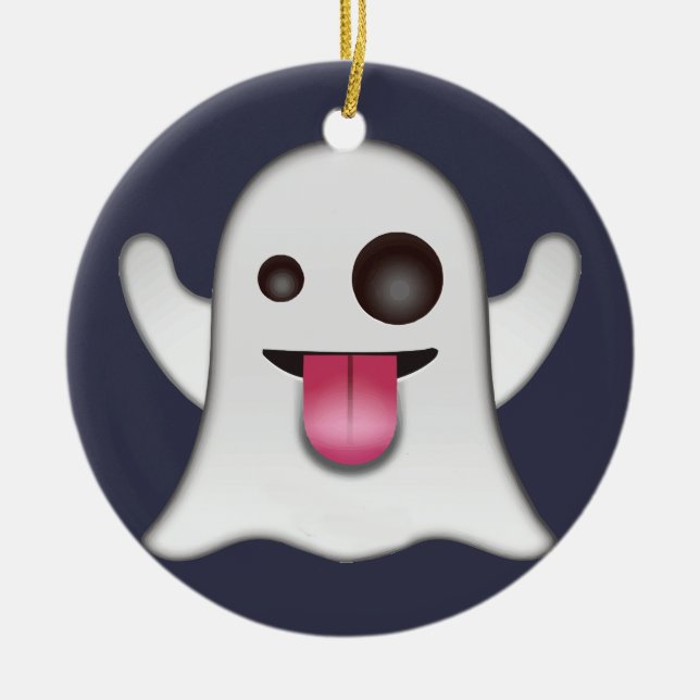 Ghost emoji ceramic ornament (Front)