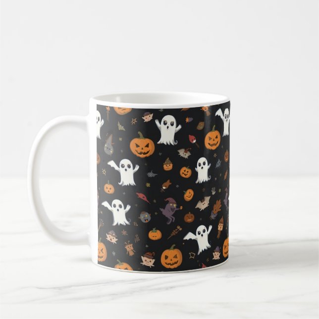 Ghost et Motif Citrouille Mug | Heureux (Gauche)