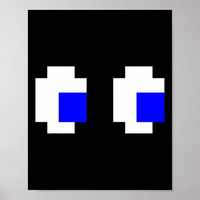 Ghost Eyes Pixel Arcade Video Game 8-bit Matching  Poster (Front)