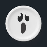 Ghost Face Halloween Party Trick or Treat Paper Plate<br><div class="desc">Customize with any text for any event. Matching items available.</div>