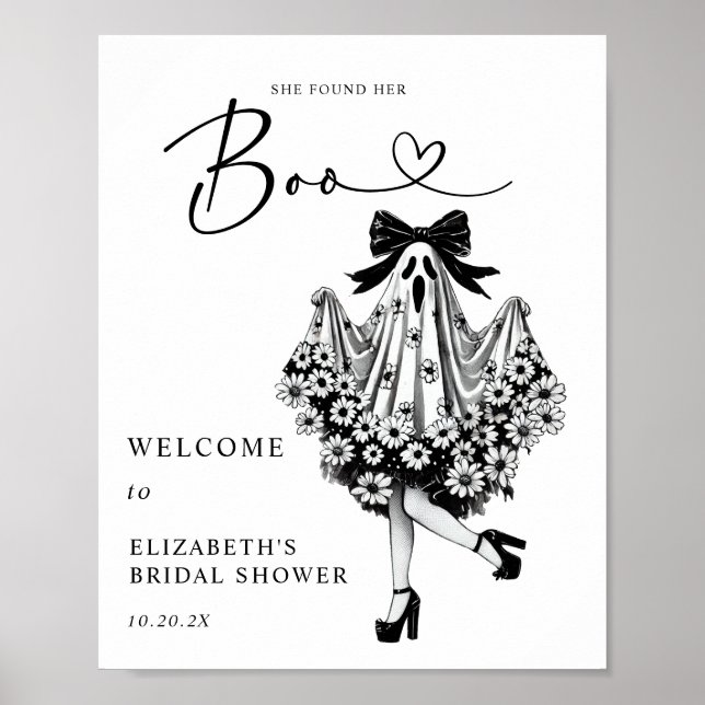 Ghost Floral  Bridal Shower Welcome Sign (Front)