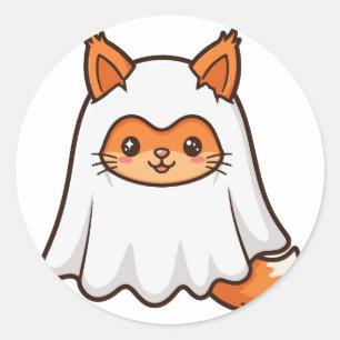 Ghost Fox Halloween Classic Round Sticker